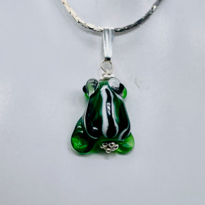 Lampwork Frog Sterling Silver Frog | 1" Long | Green | 1 Pendant |