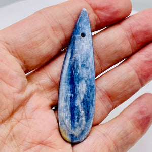 Kyanite 15.3g Teardrop Briolette Pendant Bead | 69x18x5mm | Blue Silver | 1 Bead