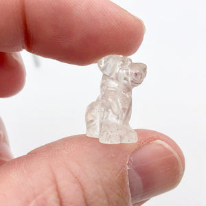 Fluttering Clear Quartz Dog Figurine/Worry Stone | 20x12x10mm | Clear - PremiumBead Alternate Image 4