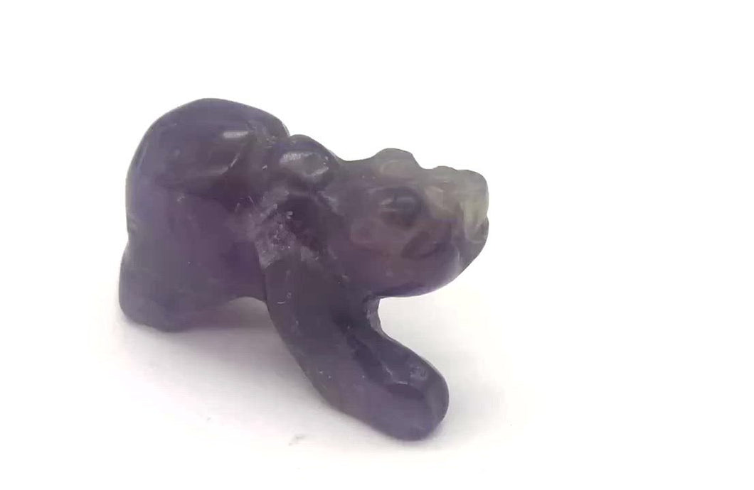 Hand-Carved Natural Amethyst Bear Bead Figurine | 13x18x7mm | Purple