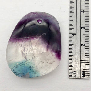 Purple/Clear/Teal Fluorite Freeform Pendant Bead! | 38x31mm | Purple | Oval | - PremiumBead Alternate Image 2