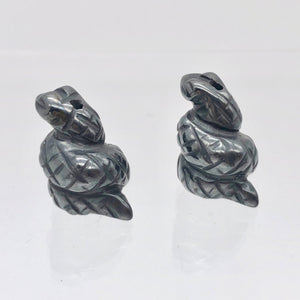 Charmer 2 Carved Hematite Snake Beads | 20.5x20x14mm | Silver Grey - PremiumBead Alternate Image 3