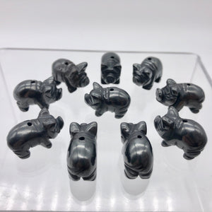 Oink 2 Carved Hematite Pig Beads | 21x13x9.5mm | Silvery Grey - PremiumBead Alternate Image 10