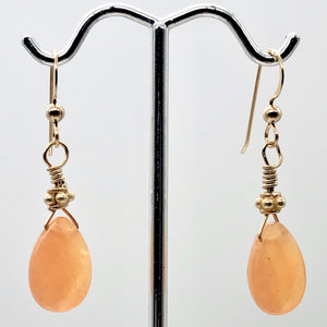 Mandarin Botswana Chalcedony Briolette Bead Earrings | Orange | 1 1/2" Long |