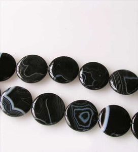 4 Beads of Black & White Sardonyx 25x6mm Coin Beads 10486 - PremiumBead Alternate Image 2