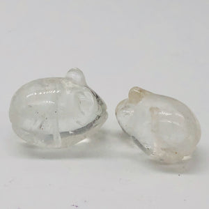 Cute Quartz Carved Mouse Beads | 19x11x11 mm | Clear