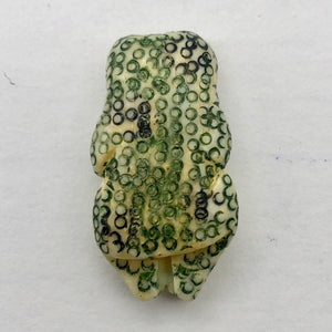 Waterbuffalo Bone Frog | 28x15x7mm | Green/Cream | 1 Bead - PremiumBead Alternate Image 3