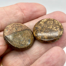 Load image into Gallery viewer, Shimmering Bronzite Coin Pendant Beads | 25x7mm | Bronze | Coin | 2 Beads | - PremiumBead Alternate Image 2
