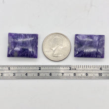 Load image into Gallery viewer, 75cts of Rare Rectangular Pillow Charoite Beads | 2 Beads | 24x20x9mm | 10871C - PremiumBead Primary Image 1
