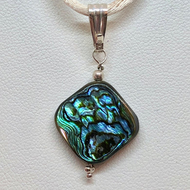 Natural Abalone Diamond Pendant with Sterling Findings 505065A - PremiumBead Primary Image 1