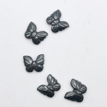 Load image into Gallery viewer, Iron Butterfly 2 Hand Carved Hematite Butterfly Beads | 21x18x5mm | Silver black - PremiumBead Alternate Image 6
