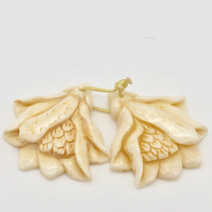 Pair of Carved Waterbuffalo Bone Tropical Flower Beads 10778 - PremiumBead Primary Image 1