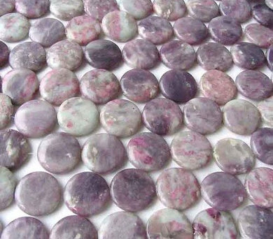 2 Lepidolite & Rubilite 30x8mm Coin Pendant Beads 008832 - PremiumBead Primary Image 1