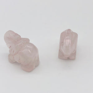 2 Wild Hand Carved Rose Quartz Elephant Beads | 22.5x17.5x9.5mm | Pink - PremiumBead Alternate Image 2