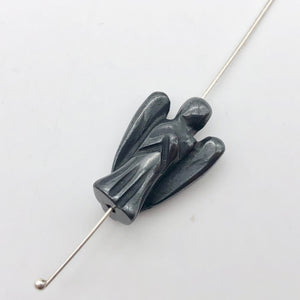Loving Hand Carved Hematite Guardian Angel Figurine | 21x14x8mm | Silver Black - PremiumBead Alternate Image 8