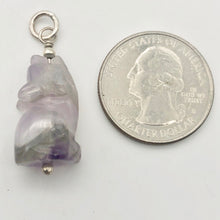Load image into Gallery viewer, New Moon Amethyst Gray Wolf Solid Sterling Silver Pendant | 1.44&quot; (Long) - PremiumBead Alternate Image 9
