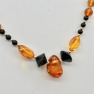 Beautiful Sparkling Amber and Onyx Bead 30" Necklace 210791 - PremiumBead Alternate Image 4