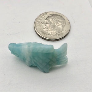 Carved Azurite Koi Fish Figurine Worry Stone | 23x11x5mm | Blue - PremiumBead Alternate Image 2