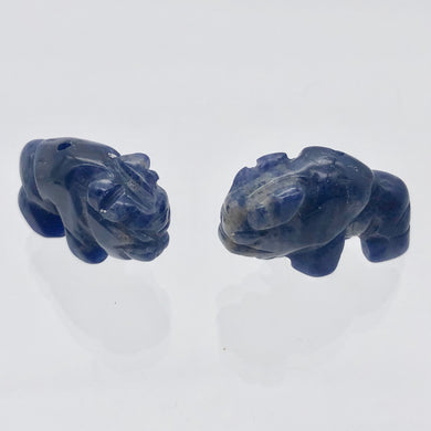 Abundance 2 Sodalite Hand Carved Bison / Buffalo Beads | 21x14x7.5mm | Blue - PremiumBead Primary Image 1