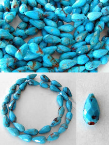 2 Beads of Faceted Teardrop Natural Kingman #1 American Blue Turquoise 7404B - PremiumBead Alternate Image 4