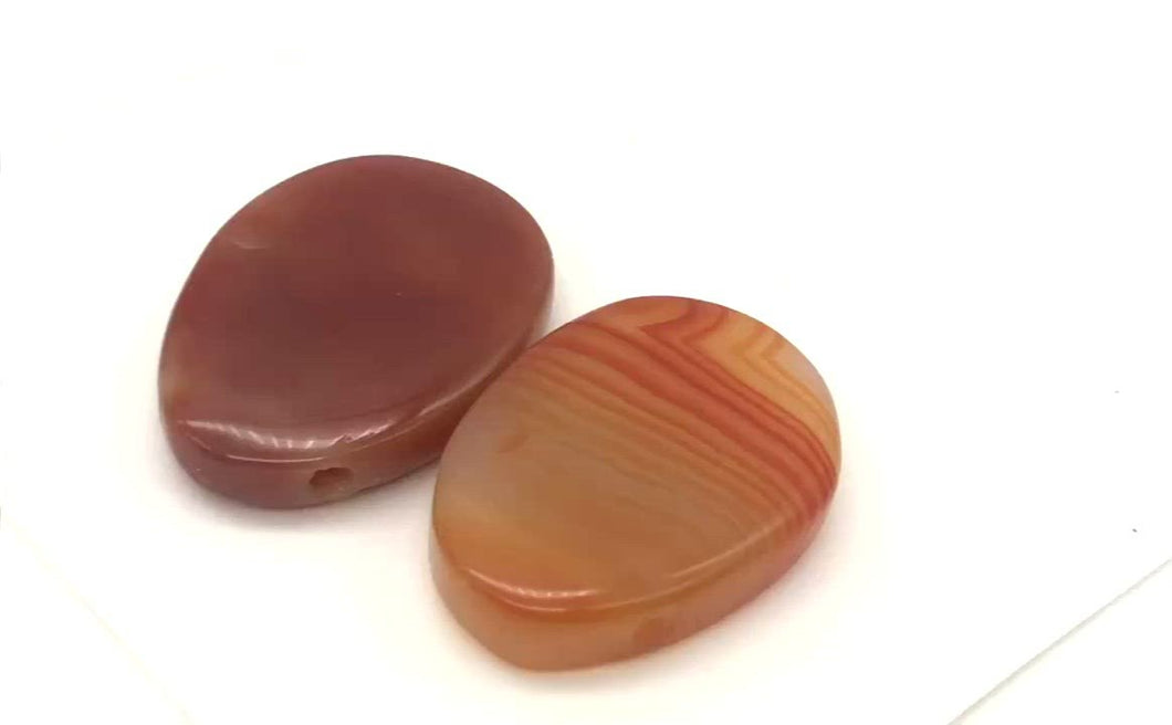 Red Carnelian Briolette Pendant Beads! | 35x25mm | multi-Hue | Drop | 2 Beads |
