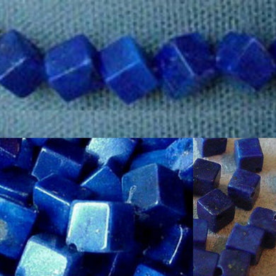 Wow Indigo Blue Lapis Diagonal Drill Cube Bead Strand 104317 - PremiumBead Primary Image 1