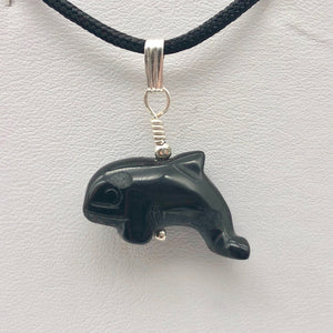 Happy Obsidian Orca Whale and Sterling Silver Pendant | 1.06" Long | 509301ORS - PremiumBead Alternate Image 7