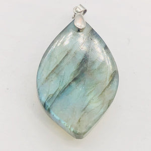 Labradorite Sterling Silver Natural | 1 1/2" Long | Blue Green | 1 Pendant |