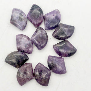 Natural Lepidolite Fan Bead Half-Strand | 25x18x6mm | Purple | Fan | 11 beads | - PremiumBead Primary Image 1