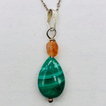 Load image into Gallery viewer, Pink Topaz and Malachite Sterling Silver Pendant | 1 3/8&quot; Long | Green/Pink | 1|
