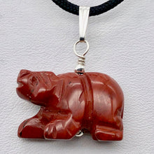Load image into Gallery viewer, Natural Braciated Jasper Bear Sterling Silver Pendant | 13x18x9mm | Dark Brick Red - PremiumBead Primary Image 1
