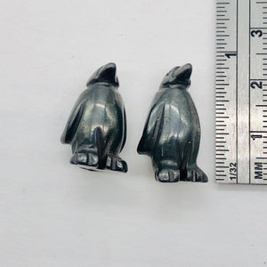 March of The Penguins Carved Hematite FIGURINE