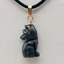 Load image into Gallery viewer, Hematite Wolf Pendant Necklace | Semi Precious Stone Jewelry | 14k Pendant - PremiumBead Alternate Image 9
