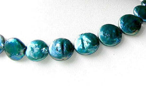 Shimmering Teal Waves 5 (5) Freshwater Coin Pearls 7252 - PremiumBead Alternate Image 3