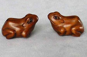 Ribbit Carved Boxwood Froggie Toad Ojime/Netsuke Bead | 27x18x13mm | Brown - PremiumBead Alternate Image 2