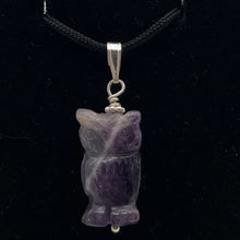 Load image into Gallery viewer, Amethyst Hand Carved Hooting Owl &amp; Sterling Silver 1 3/8&quot; Long Pendant 509297AMS - PremiumBead Alternate Image 3
