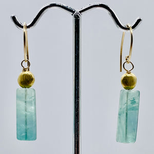 Fluorite 14K Gold Filled Drop/Dangle Earrings | 1 1/2" Long | Blue | 1 Pair |