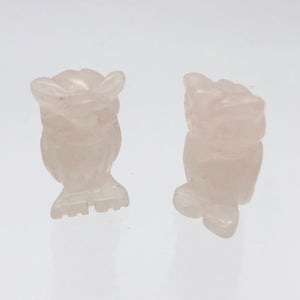 2 Wisdom Carved Rose Quartz Owl Beads | 21.5x12x9.5mm | Pink - PremiumBead Primary Image 1