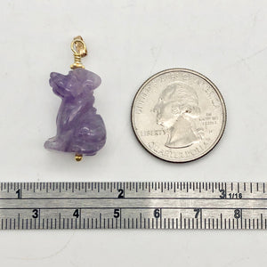 Amethyst Dog Pendant Necklace | Semi Precious Stone Jewelry | 14k Pendant - PremiumBead Alternate Image 7