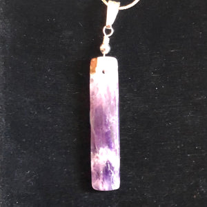 Chevron Amethyst Sterling Silver Rectangle | 3" Long | Purple/White | 1 Pendant|