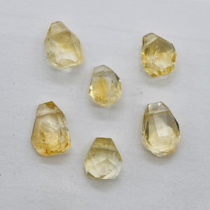 Citrine Faceted Pear Briolette Beads | 11x8x6 to 14x11x13 | Yellow | 6 Beads |