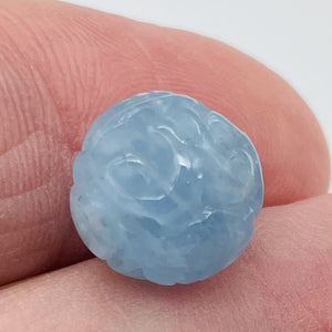 Aquamarine AAA Intricately Carved Round Bead | 12mm | Blue | 1 Bead |