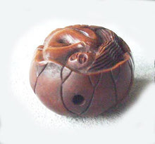 Load image into Gallery viewer, Lovely Carved Boxwood Lady On Lilypad Ojime/Netsuke Bead - PremiumBead Alternate Image 2
