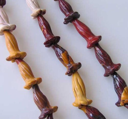 Carved 3 Mookaite Trumpet Flower Beads 10214A - PremiumBead Primary Image 1