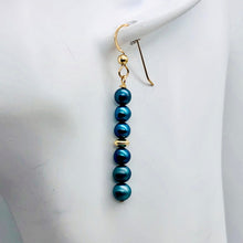 Load image into Gallery viewer, Shinning Teal Fresh Water Pearl 14K Gold Filled Earrings | 2&quot; long | - PremiumBead Alternate Image 4
