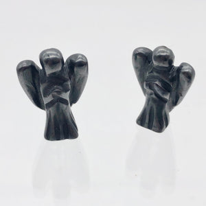 2 Loving Hand Carved Hematite Guardian Angels | 21x14x8mm | Graphite - PremiumBead Primary Image 1