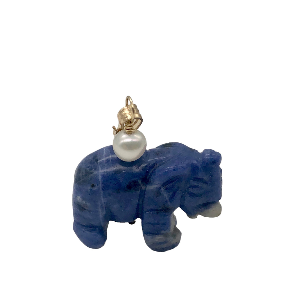 Sodalite Elephant Pendant Necklace | Semi Precious Stone Jewelry | 14k Pendant