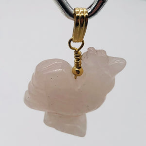 Rose Quartz Rooster Pendant Necklace