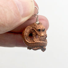 Load image into Gallery viewer, Hand Carved Boxwood Crouching Dragon Sterling Pendant 504128BDS - PremiumBead Alternate Image 5
