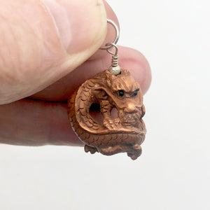 Hand Carved Boxwood Crouching Dragon Sterling Pendant 504128BDS - PremiumBead Alternate Image 5
